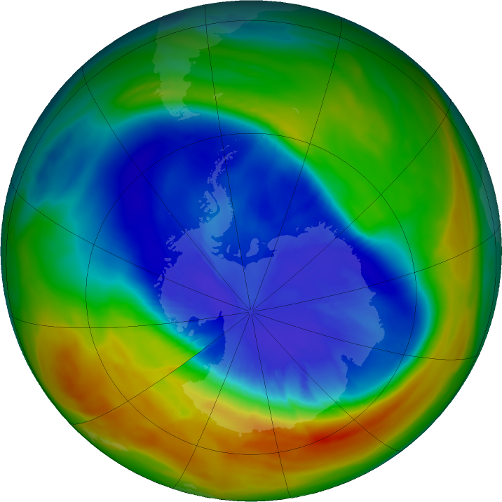 Antarctic ozone map for 13 September 2017